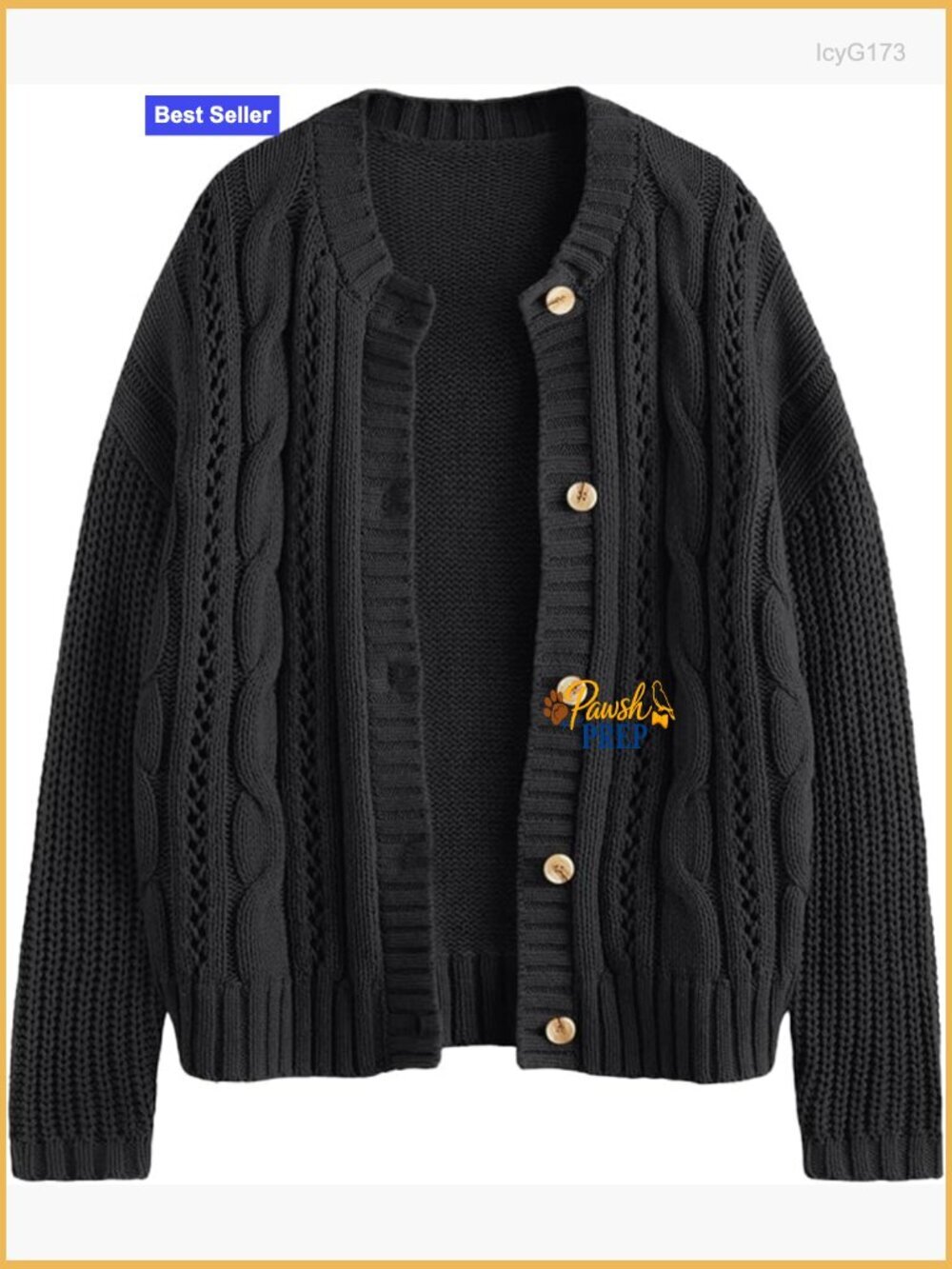 Cable Knit Crochet Cotton Button Up Cardigan Sweater Fall Jacket